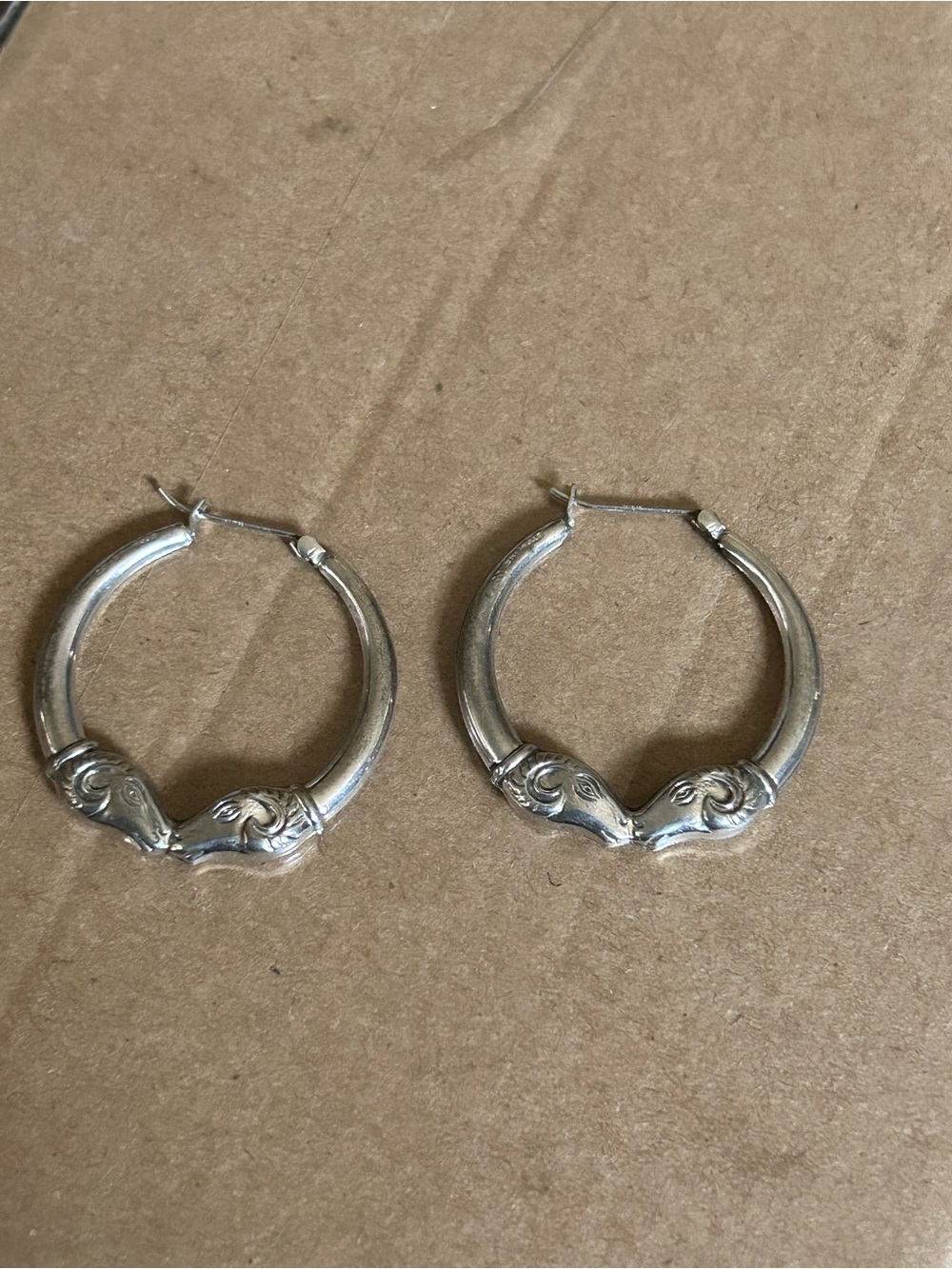 Sterling silver Ram Hoop Earrings